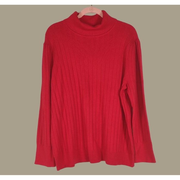 Talbots Womens Red Ribbed Turtleneck Sweater Plus Size 3X NWT - Picture 1 of 9